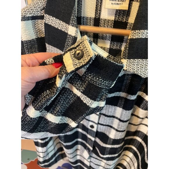 Monterey by Koret Black White Plaid Shacket Top Jacket Sz 18W - Picture 5 of 11